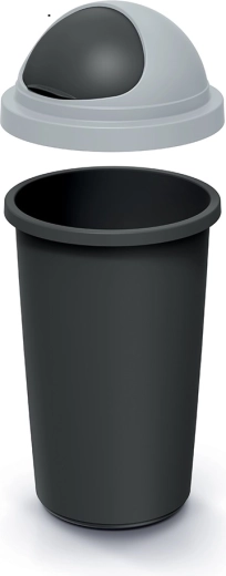Odpadkový kôš 50 l s vekom, recyklovaná čierna a svetlosivá