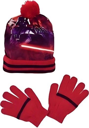 Star Wars čiapka a rukavice v červenej farbe