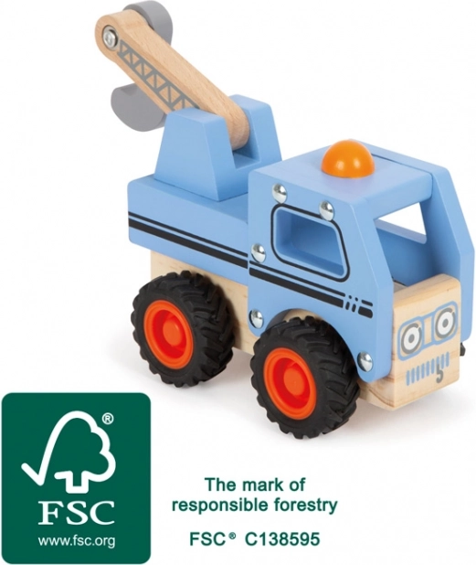 Drevené odťahové auto small foot s pohyblivým žeriavom