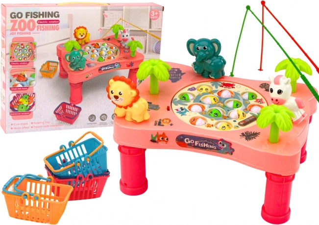 Stolová hra lovenie rybičiek – ružový stolík pre deti