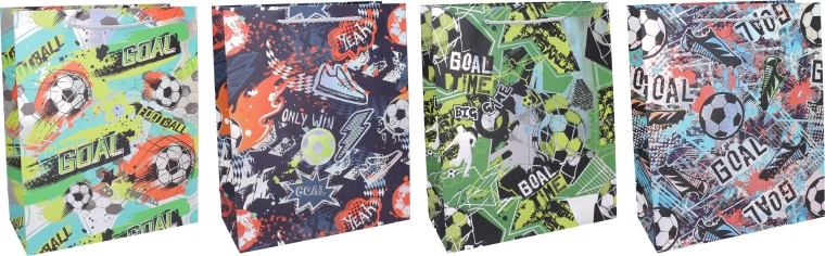 Darčeková papierová taška M 26 × 32 × 10 cm – futbalový motív