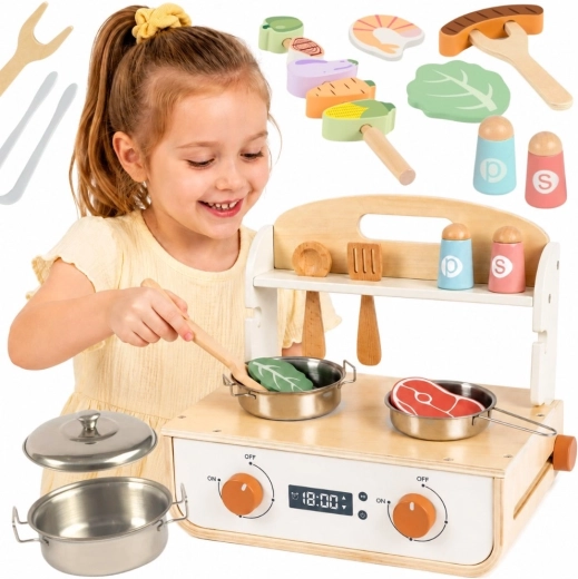 Drevená kuchynka s grilom a príslušenstvom Tooky Toy