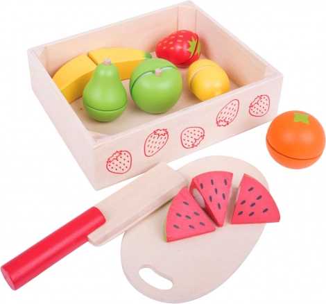 BIGJIGS TOYS drevené ovocie na krájanie v krabičke