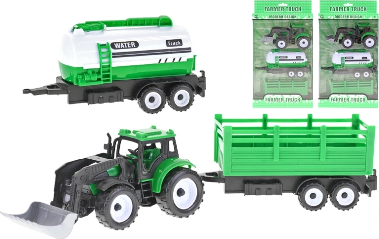 Traktor nakladač so zotrvačníkom 17 cm + 2 vlečky, 3 druhy