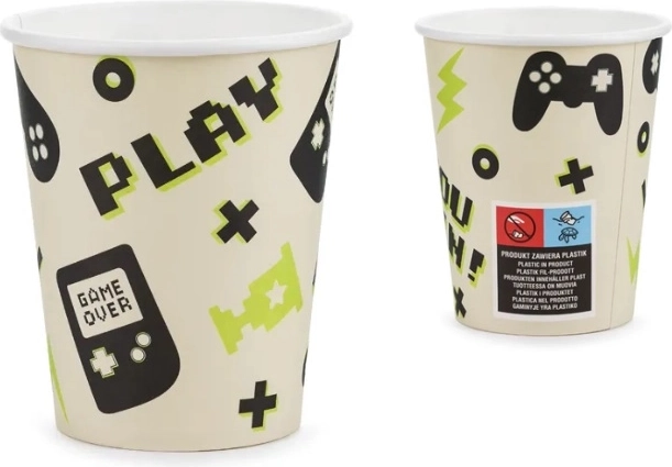 Gamer papierové poháre 220 ml mix dizajnov