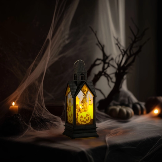Halloweenová svietiaca dekorácia tekvica so žltou LED