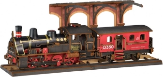 3D Drevená Skladačka Vintage Parná Lokomotíva
