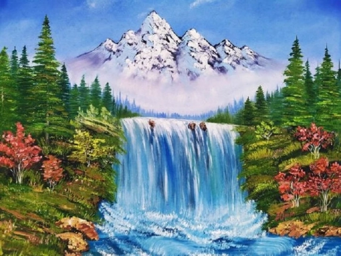 Norimpex diamantové maľovanie Hora nad vodopádom na jeseň 30 × 40 cm