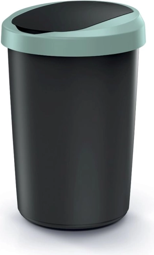 Odpadkový kôš Compacta R Flap 40 l – recyklovaná čierna so svetlozeleným vekom