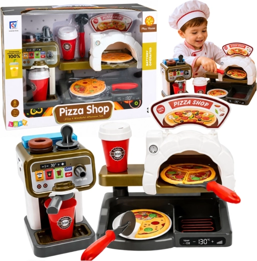 Detská sada pizzerie s pecou na pizzu a kávovarom (Pizza Shop)