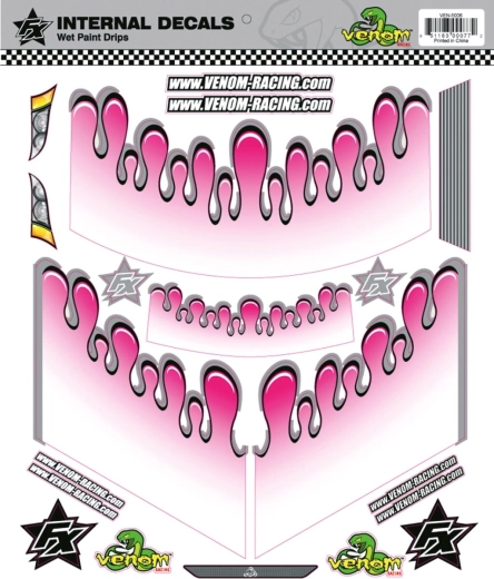 Jamara vnútorná grafika dekor wet paint drops pink pre Venom Racing