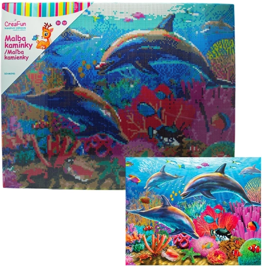 Diamantové maľovanie – delfíny 40 × 50 cm