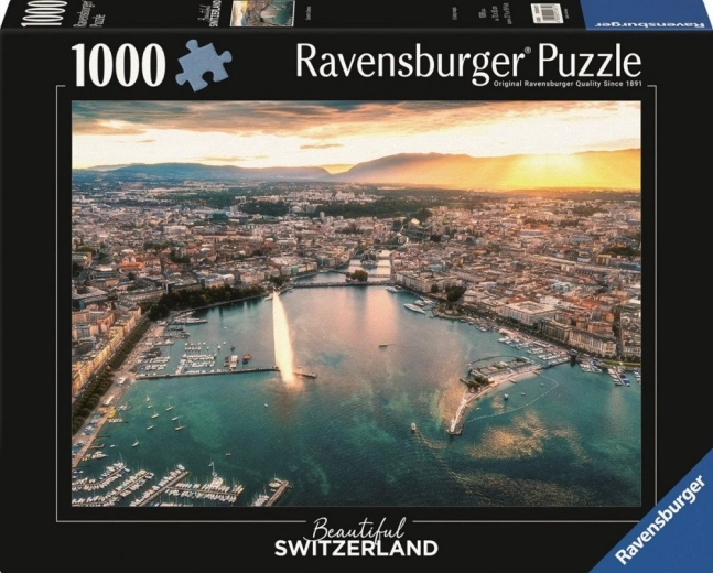 Puzzle RAVENSBURGER Západ slnka v srdci Ženevy 1000 dielikov