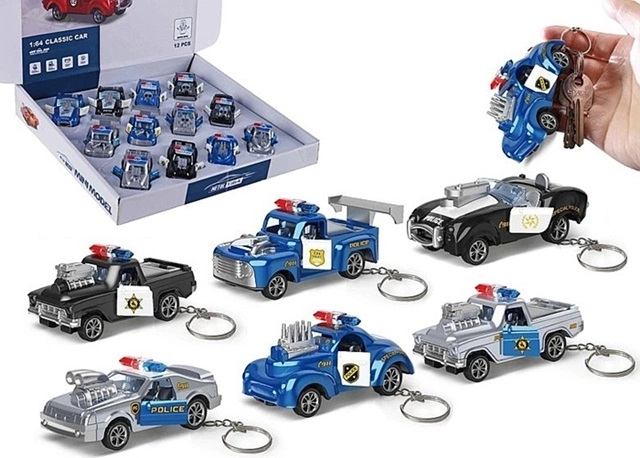 Prívesok policajné auto s otváracími dverami 1:64