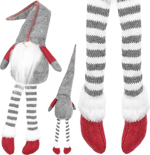 Sediaci škriatok textilná dekorácia 50 cm – Sivý