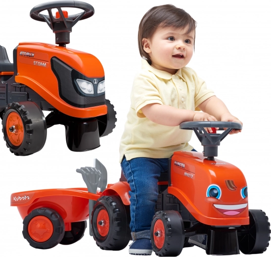 jazdecký traktor KUBOTA s prívesom a doplnkami pre deti od 1 roka – FALK
