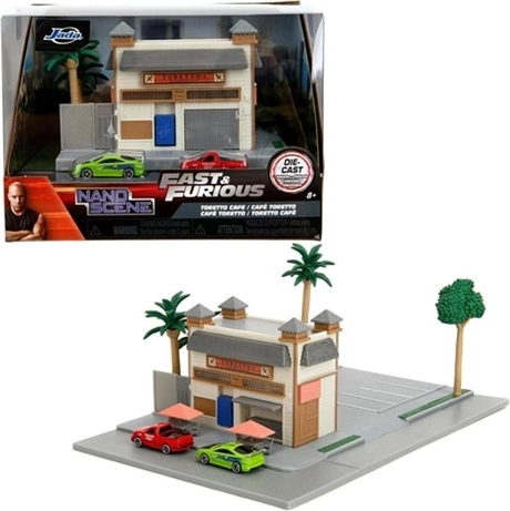 Jada Fast & Furious dioráma Toretto’s Market and Café s 2 nano autíčkami