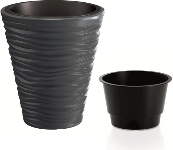 Kvetináč Sand s vložkou 34,5 cm antracit