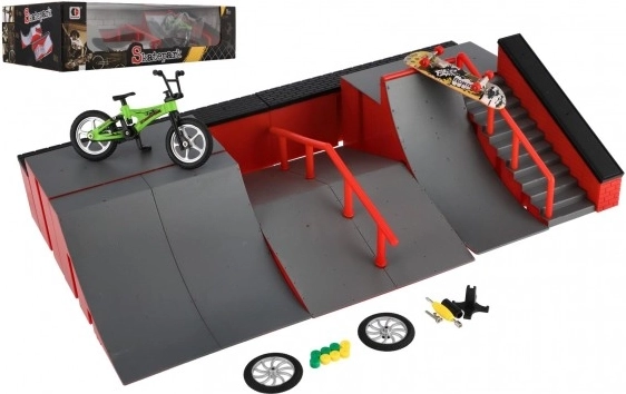 Skatepark – prstový skateboard a BMX set s rampami a doplnkami