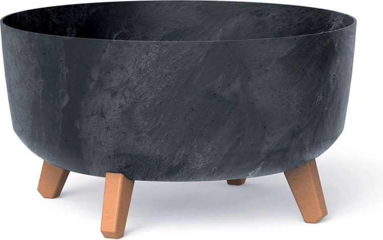 Kvetináč s betónovým efektom na nožičkách, antracit, priemer 38 cm