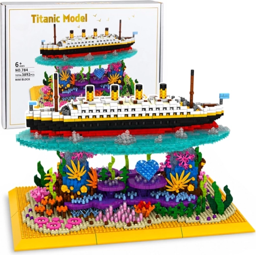 Stavebnica Titanic – model oceánskeho parníka na koralovom útese (3892 dielikov)