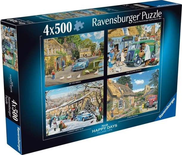 Ravensburger puzzle Happy Days: Vidiecky život 4×500 dielikov
