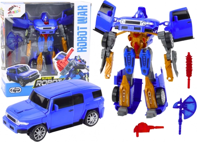 transformujúci robot 2v1 s autom, modrý