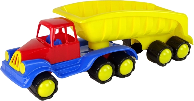 Veľké žlté nákladné auto s prívesom 45 cm