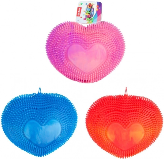 Stláčacie srdiečko puffer – antistresová dúhová hračka z mäkkého silikónu 18 cm