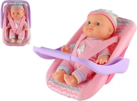 Bábika bábätko 20 cm v nosiči/autosedačke