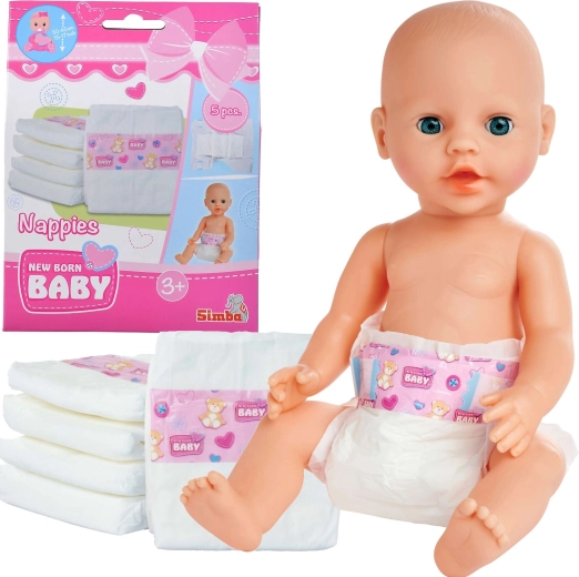 Simba New Born Baby plienky pre bábiku – 5 ks