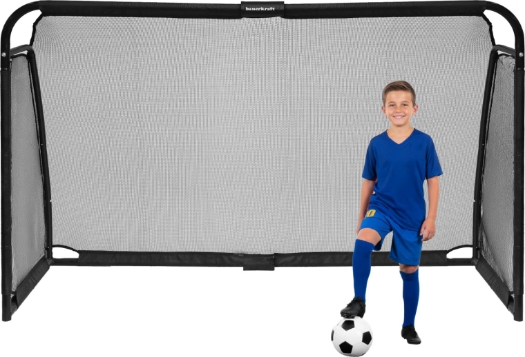 Futbalová bránka Bauerkraft 300 × 200 × 90 cm, oceľová, čierna