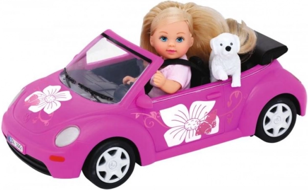 Bábika Evička s autom New Beetle a piknikovým setom