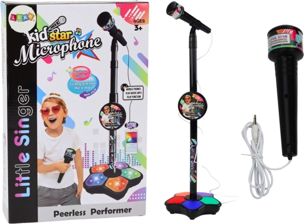 Mikrofón so stojanom pre deti Nastaviteľný čierny