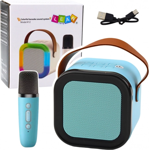 Bezdrôtový karaoke reproduktor s mikrofónom K12 RGB Bluetooth modrý