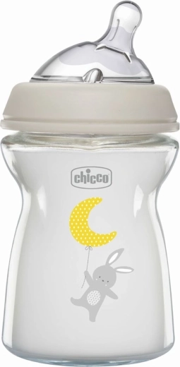 Chicco dojčenská fľaša Natural Feeling sklenená 250 ml antikoliková, neutrálna, 0m+