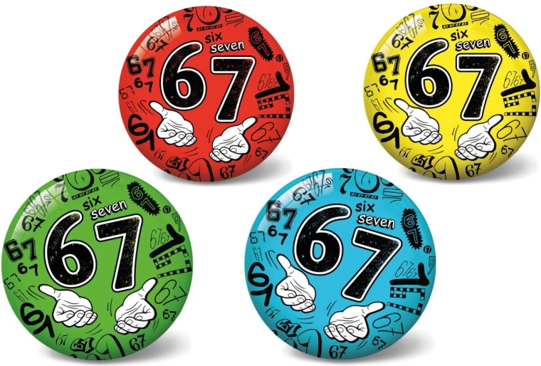 Nafukovacia lopta 23 cm – číslo 67, motív Six Seven, 4 farby