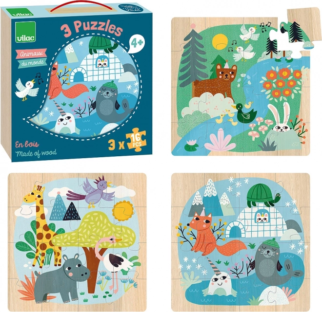 Drevené puzzle Svetové zvieratá