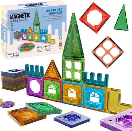 Magnetické stavebné kocky 3D WOOPIE – vzdelávacia sada Zámok, 30 ks