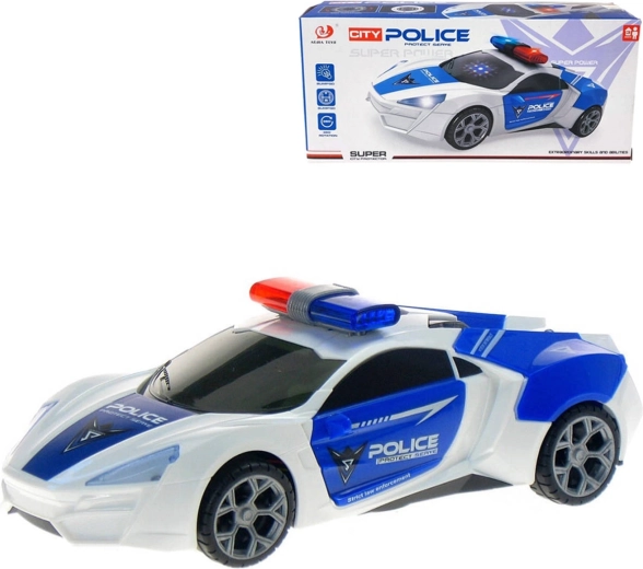 Policajné auto na batérie so svetlom a zvukom s nárazovou funkciou a rotáciou 360°