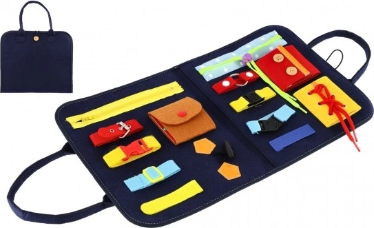 Edukačná motorická doska z plsti so zipsami, gombíkmi a prackami 24 × 27 × 4 cm