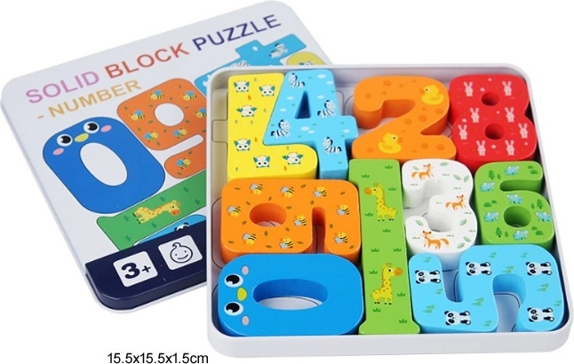 Drevené puzzle s číslami