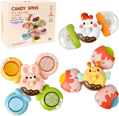 WOOPIE detské zmyslové spinner hračky s vymeniteľnými tvarmi včela kuriatko králik set 3 ks