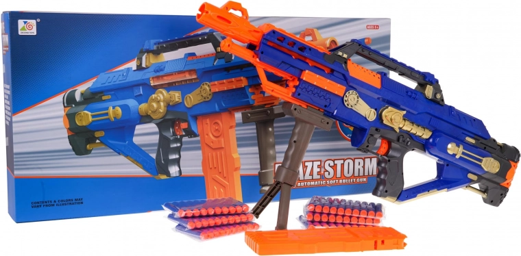 Mega karabína BLAZE STORM na penové náboje – modrá, automatický blaster