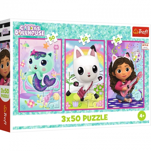 Puzzle 3x50 - Gabby's Dollhouse: Zoznámte sa s Gabby a mačičkami