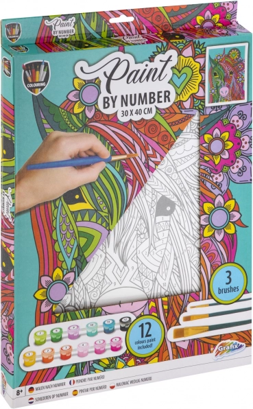 Maľovanie podľa čísel – jednorožec, plátno 30 × 40 cm