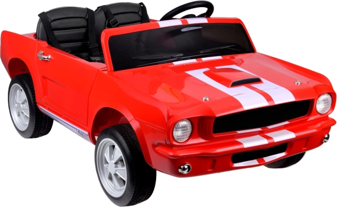 dvojmiestne elektrické autíčko Shelby GT350 pre deti s pásmi a diaľkovým ovládaním – červená