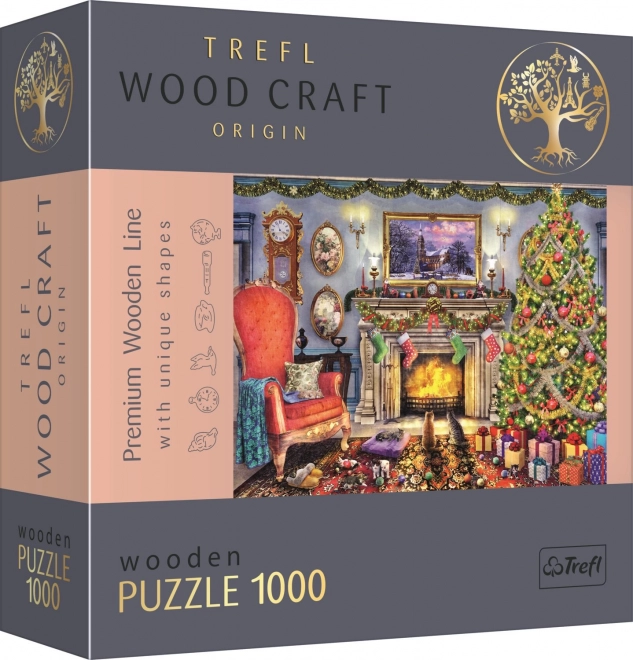 Drevené obojstranné puzzle TrefL Pri krbe 1000 dielikov