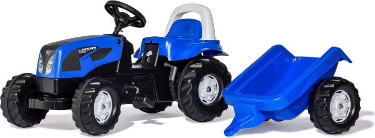 Šliapací traktor Rolly Kid Landini s prívesom modrý