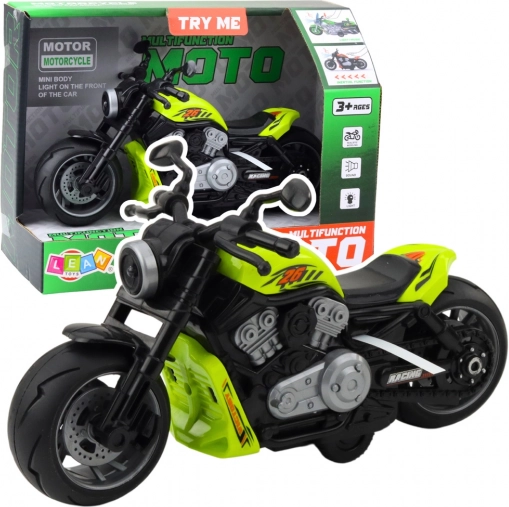 Zelená motorka hračka s efektmi